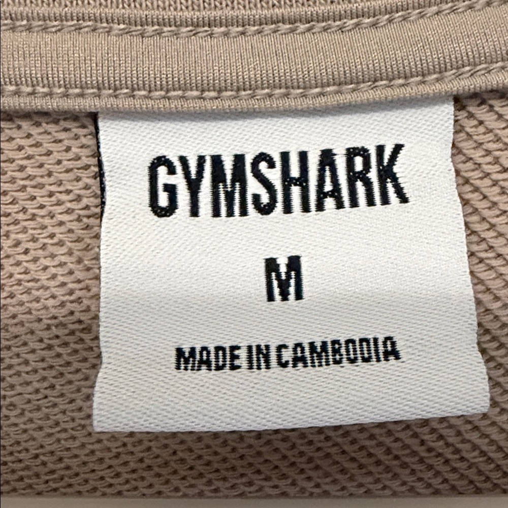 Gymshark Cropped Sweatshirt Taupe Elastic Waist Workout Pullover Size Medium - Picture 3 of 6